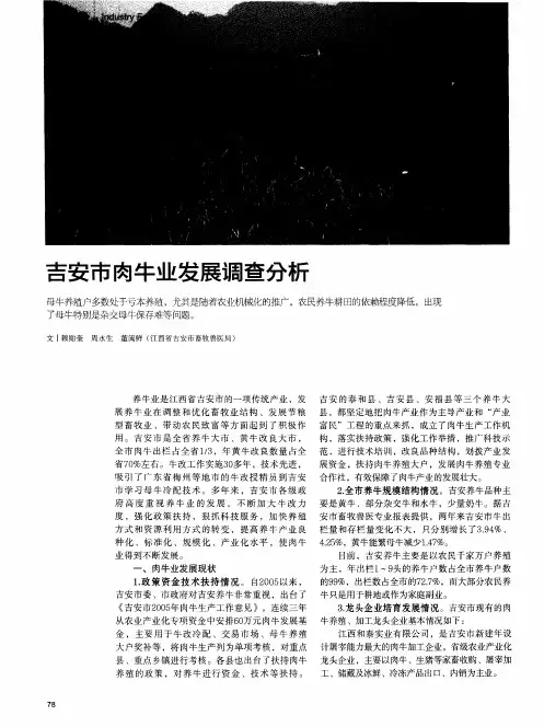 吉安市肉牛业发展调查分析