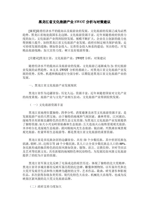 黑龙江省文化旅游产业SWOT分析与对策建议