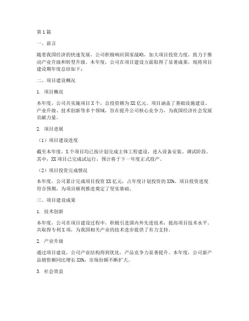 公司项目建设期年度总结(3篇)