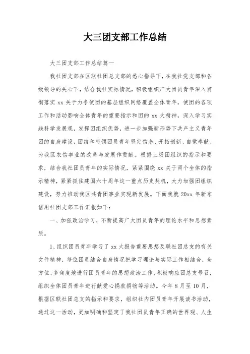 大三团支部工作总结