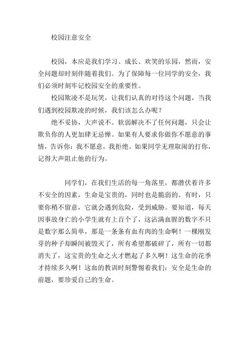 校园注意安全作文
