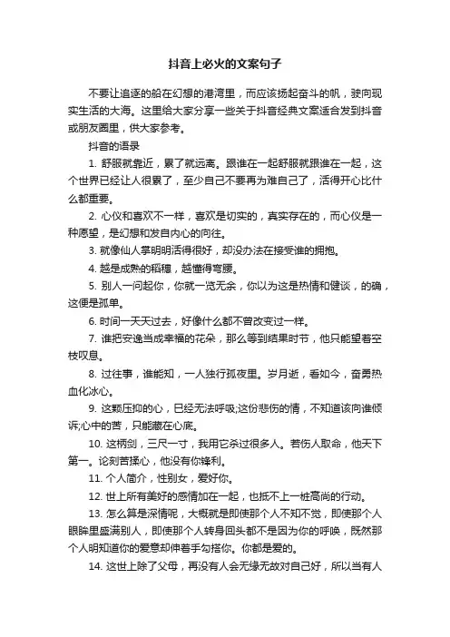 抖音上必火的文案句子