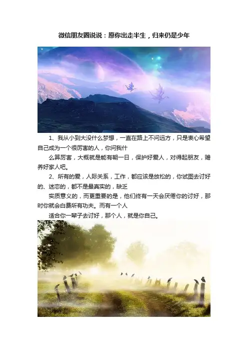 微信朋友圈说说：愿你出走半生，归来仍是少年