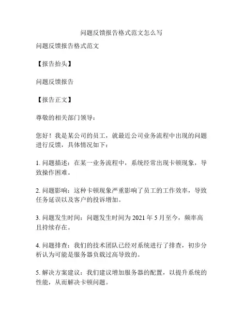 问题反馈报告格式范文怎么写