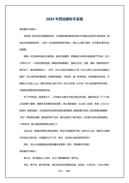 2024年想说爱你不容易