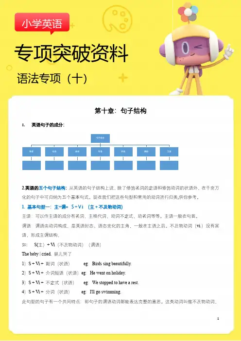 小学英语语法专项：第十章：句子结构