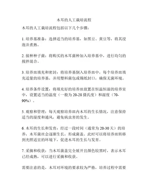 木耳的人工栽培流程