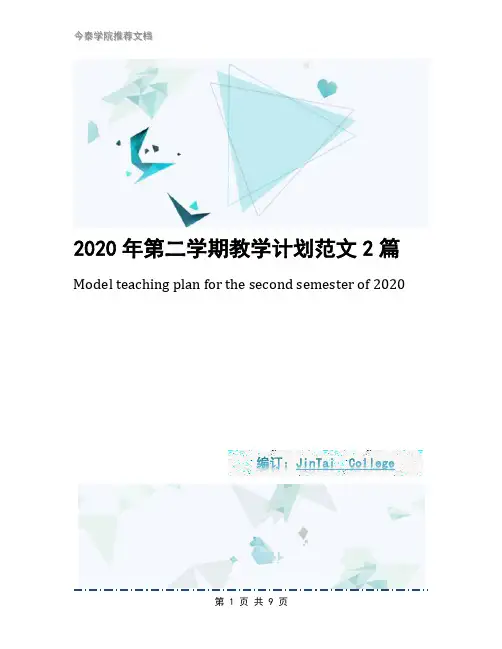 2020年第二学期教学计划范文2篇