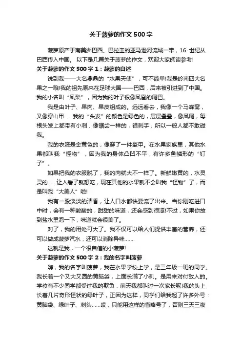 关于菠萝的作文500字