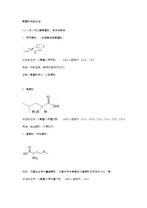 种常见氨基酸基本信息