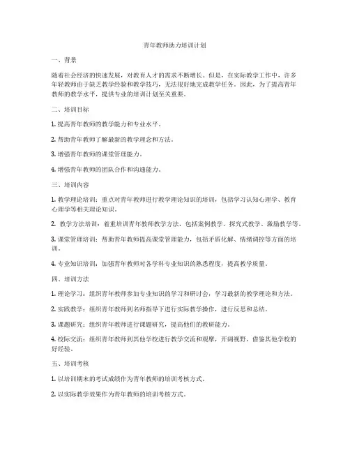 青年教师助力培训计划