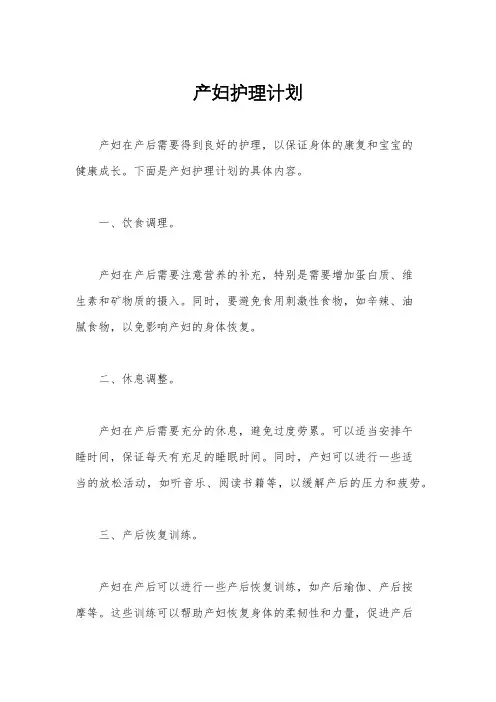 产妇护理计划