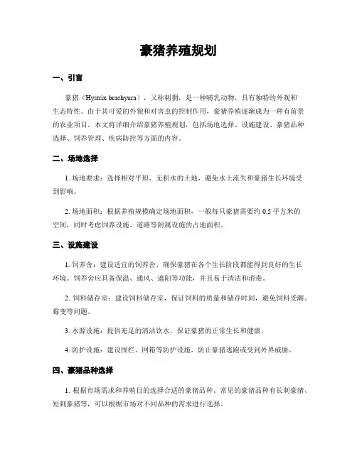 豪猪养殖规划