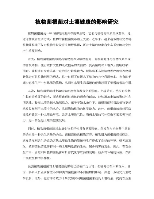 植物菌根菌对土壤健康的影响研究