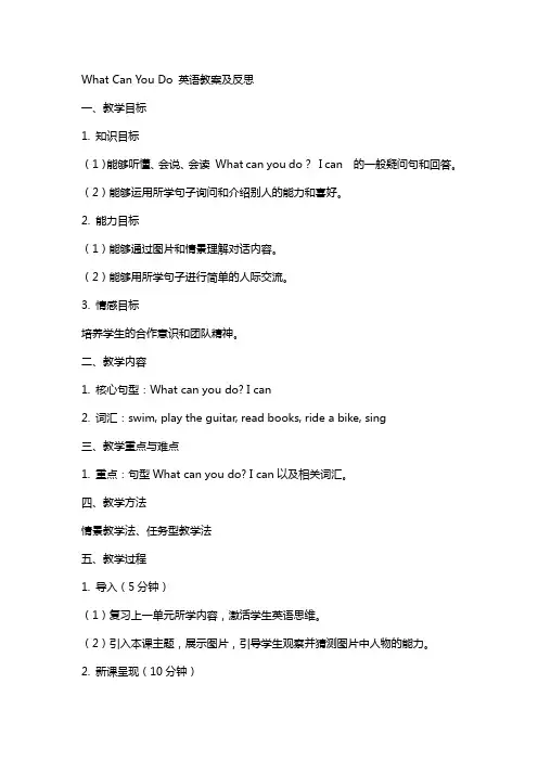 What Can You Do英语教案及反思