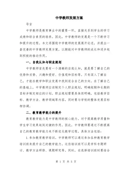 中学教师发展方案