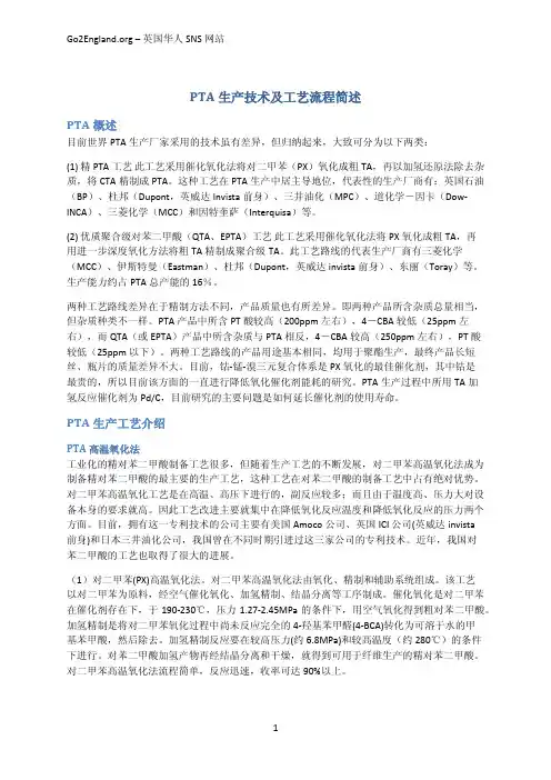 PTA生产技术及工艺流程(2009)