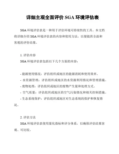 详细主观全面评价SGA环境评估表