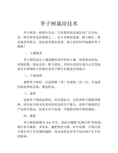 李子树栽培技术