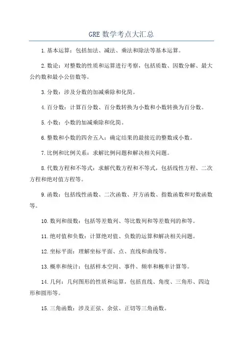 GRE数学考点大汇总