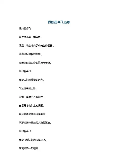 假如我会飞诗歌