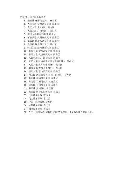 湛江市区28处电子眼具体位置