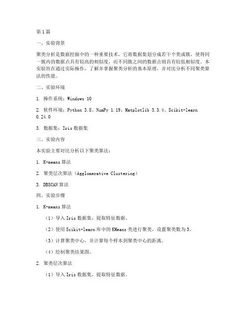 聚类分析算法实验报告(3篇)
