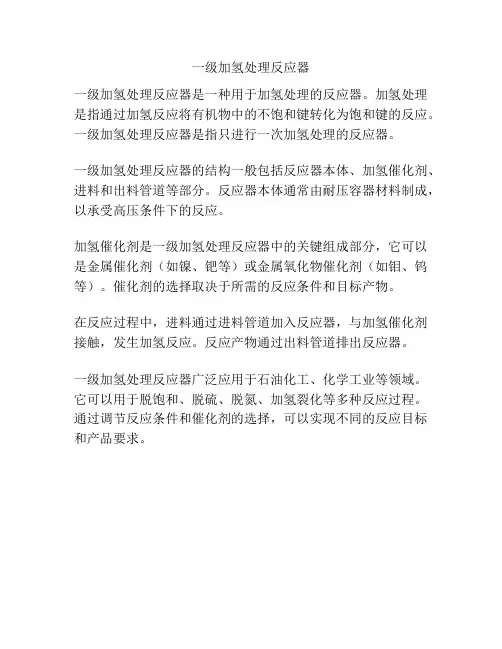 一级加氢处理反应器