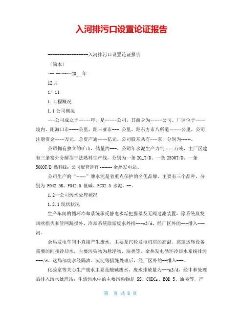 入河排污口设置论证报告