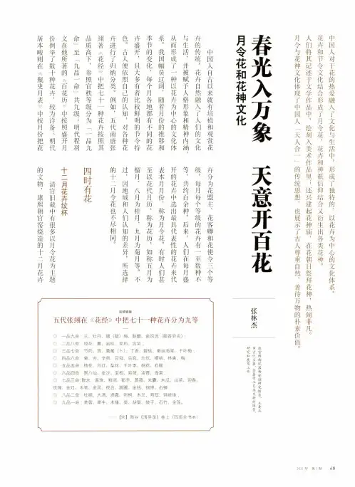 春光入万象 天意开百花 月令花和花神文化