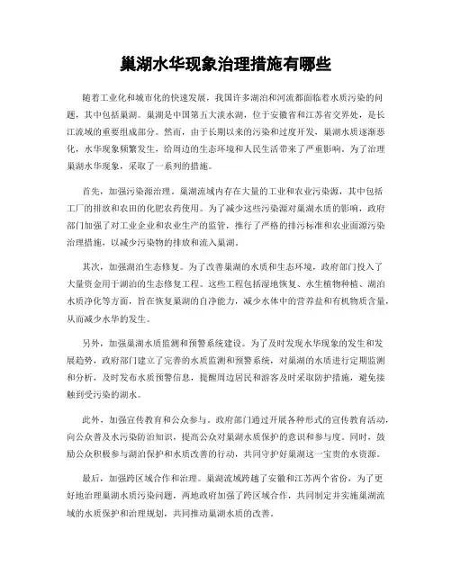 巢湖水华现象治理措施有哪些