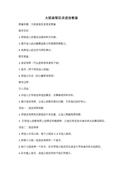大班益智区走迷宫教案