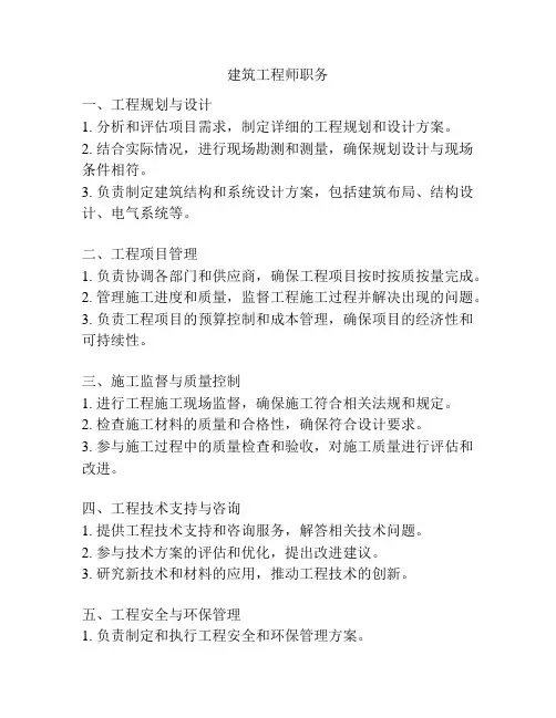 建筑工程师职务