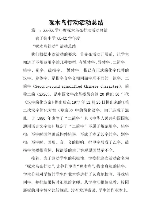 啄木鸟行动活动总结