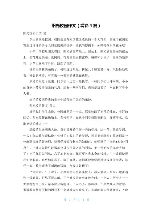 阳光校园作文(精彩4篇)