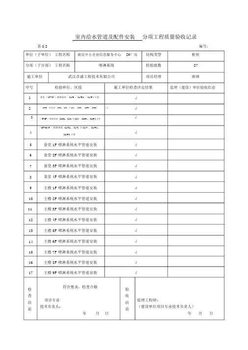 消防分项工程质量验收记录