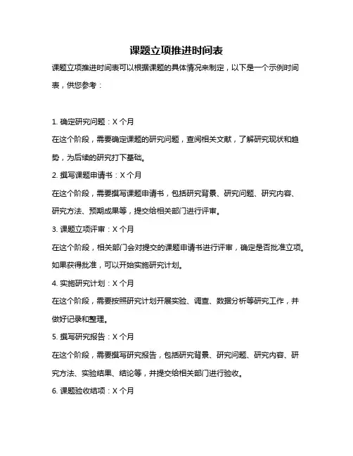 课题立项推进时间表