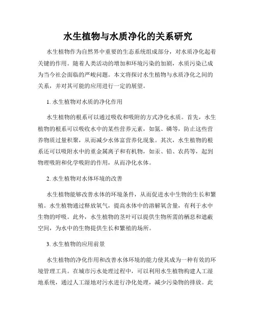 水生植物与水质净化的关系研究