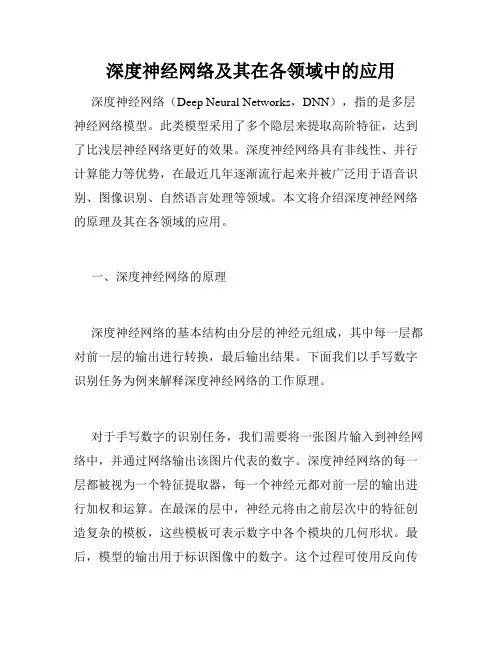 深度神经网络及其在各领域中的应用