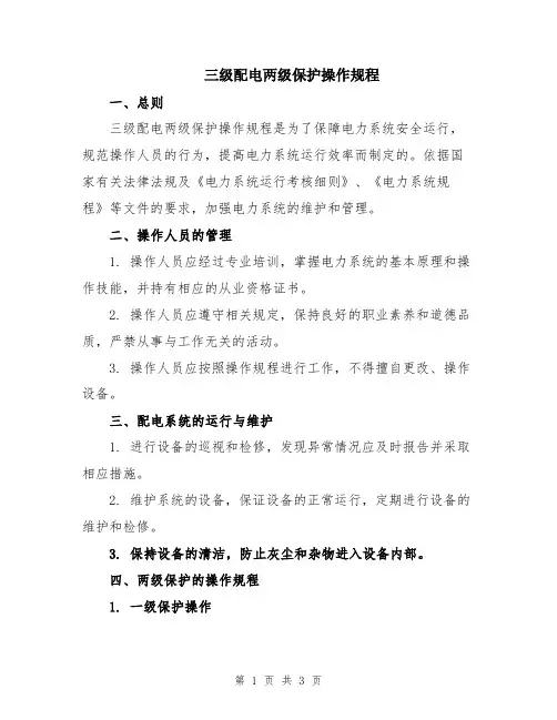 三级配电两级保护操作规程