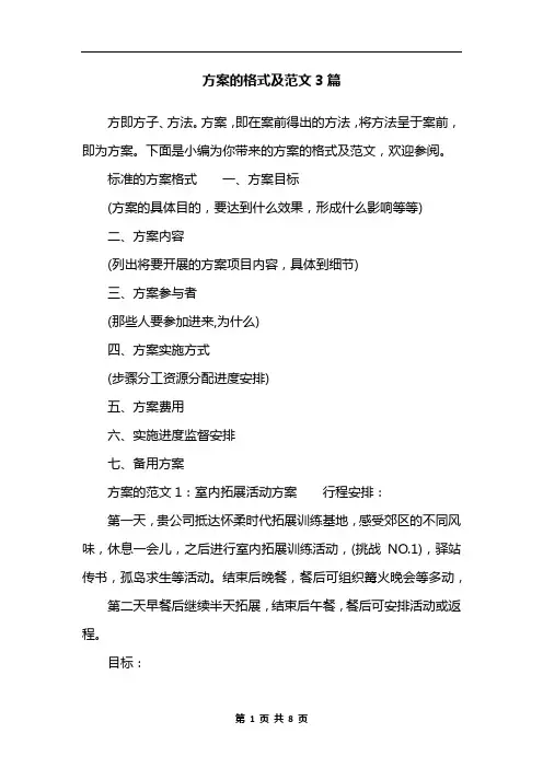 方案的格式及范文3篇