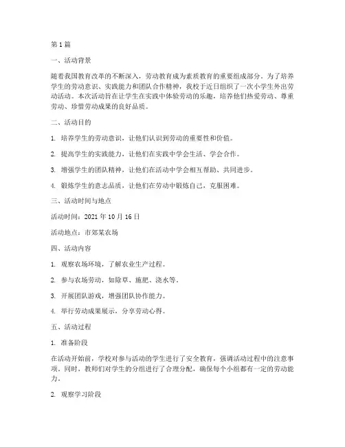 小学生外出劳动活动总结(3篇)