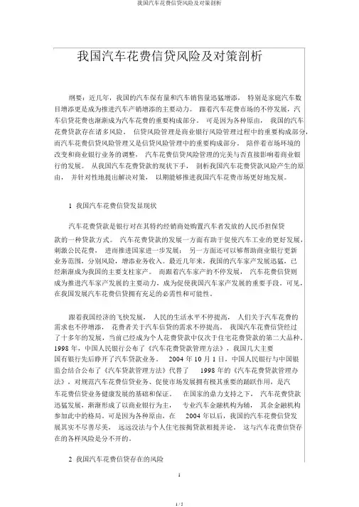 我国汽车消费信贷风险及对策分析
