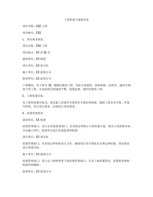 工程质量方案报审表