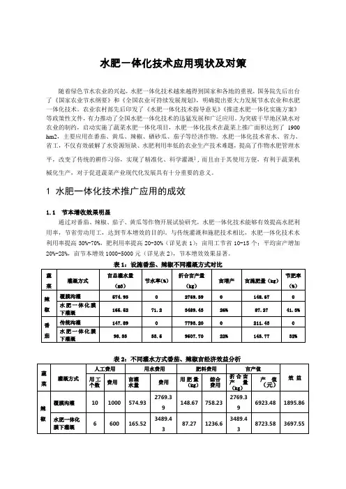 水肥一体化技术应用现状及对策
