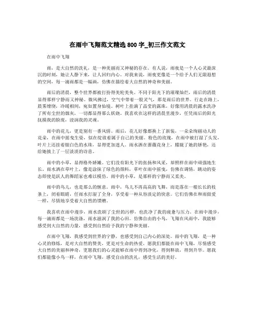 在雨中飞翔范文精选800字_初三作文范文