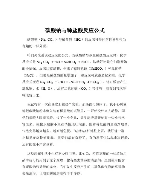 碳酸钠与稀盐酸反应公式