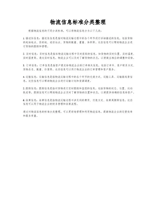 物流信息标准分类整理