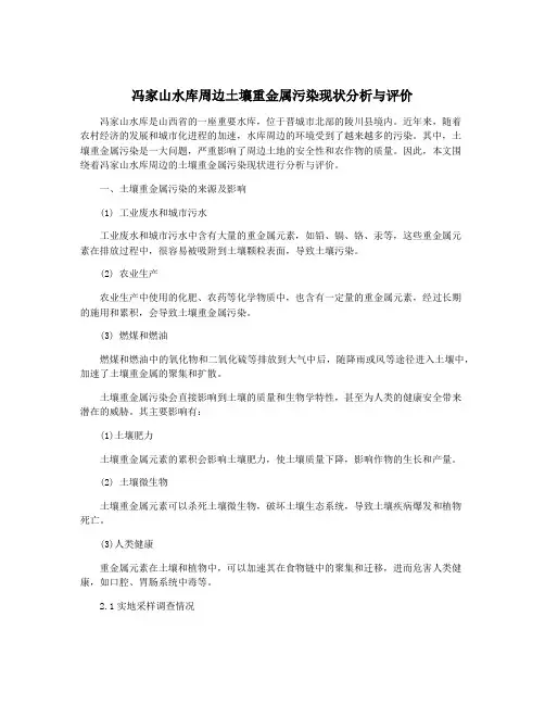 冯家山水库周边土壤重金属污染现状分析与评价