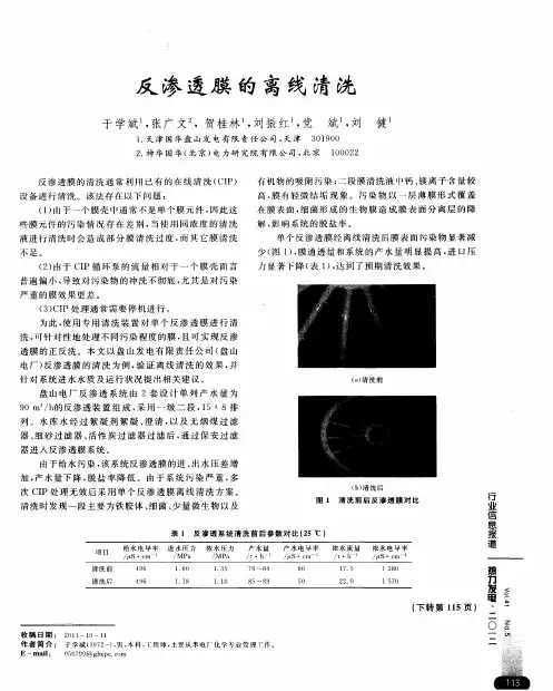 反渗透膜的离线清洗